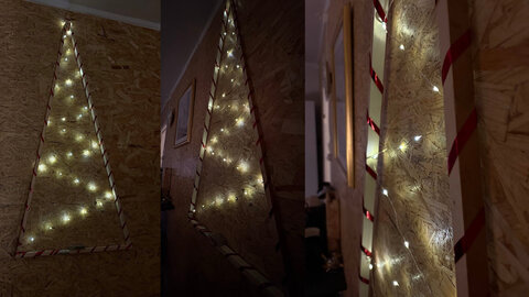 En enkel sammenlimt ramme i tre og lyslenke gjorde seg.